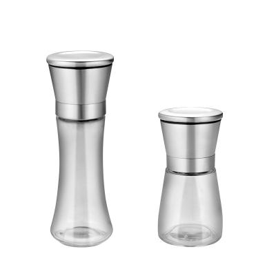 China Factory Sustainable Sale Stocked Body Glass Salt And Pepper Mill Grinder Premium Tall Pepper Grinder Glass for sale