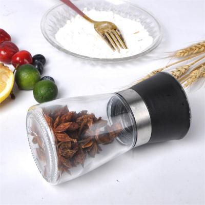 China Stainless Steel Glass Viable Clear Plastic Cap Bottle Grinder Custom Kitchen Logo Salt and Pepper Grinder Set for sale