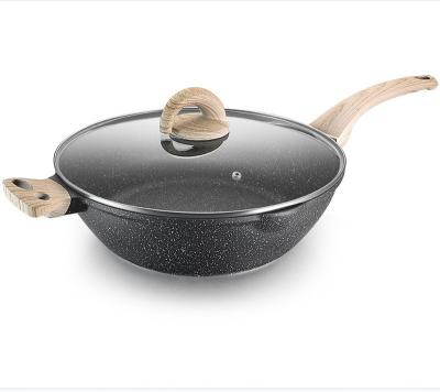 China Amazon Sustainable Hot Sale Cooking Wok Pans Non Stick Pan With Lid For Electric, Induction And Gas Stoves for sale