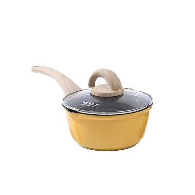 China Sustainable Non Ceramic Coating Stick Sauce Pan Glass Sauce Pan Sauce Pan With Heater for sale