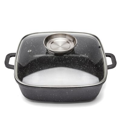 China Sustainable Kitchen Sale Cooking Aluminum Flat Bottom Soup Pot With Glass Cover for sale