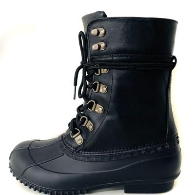 China Women's Waterproof Boots Winter Rubber Rain Boots Waterproof Women Duck Boots With Flat Heels for sale