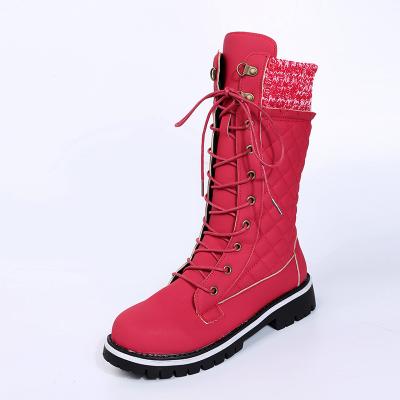 China Fashion Thermal Autumn New Large Size Round Toe Thick Soled Middle Boots For Women for sale