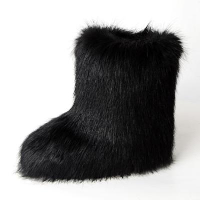 China New Fashion Round Fox Fur Solid Color Lady Winter Boots Woman Snow Boot Women's Large Size Warm Shoes Big Size for sale