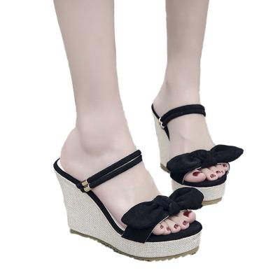 China Fashion Trend New Summer Bridal White Strappy Wedges Next Heel Sandals Fit Black High Heel Sandals For Women for sale