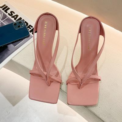 China Fashion trend ladies heel sandals 2021 low heel women shoes heel sandals for women and ladies for sale