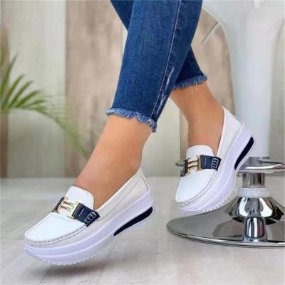 China Autumn Thick Soled Round Toe Anti-skid Solid Shallow Mouth Flat Shoes for Women and Ladies for sale