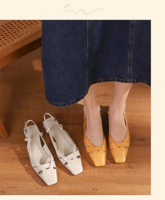 China 2021 Fashion Trend Open Toe Shoe Women Summer Square Toe Block Low Heels Flat Sandals Women Shoes Sandals for sale