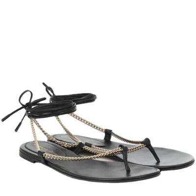 China New Fashion Trend Metal Summer Trend Chain Strap Sandals Flip Flops Women Flat Sandals for sale