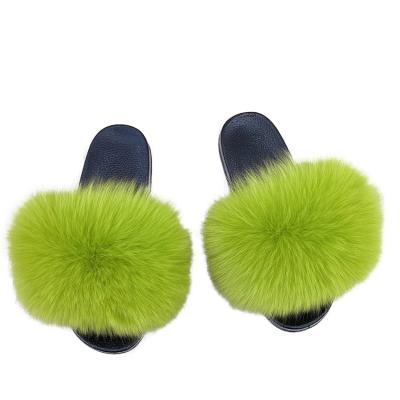 China New Fashion Women's Raccoon Fur CUSHIONING Real Slides Baby Toddler Indoor Outdoor Animal Fur Slides Large Slippers for sale