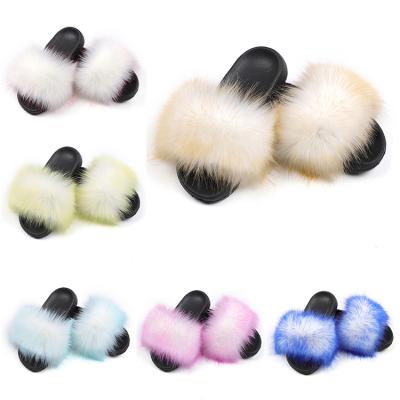 China CUSHIONING Custom Women Fashion Sandy Beach Indoor Outdoor Sandal Custom Faux Furry Slides Fur Shoe Slippers for sale