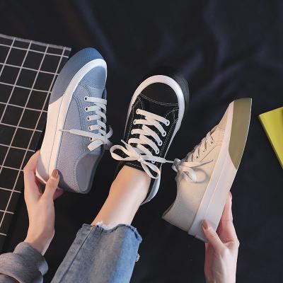 China Fashion Trend Cool Small Low Cut Canvas White Canvas Shoes Student Comfortable Single Women Shoes for sale