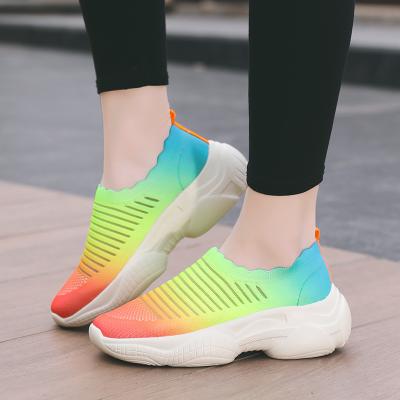 China Fashion Trend High Quality Vulcanized Slip On Casual Flat Walking Sock Shoes Women Sneakers for sale