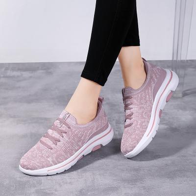 China Fashion Trend Newcomers Knit Mesh Pink Black Walking Trainers Shoes Sneakers For Women for sale