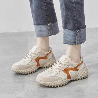 China Fashion Trend Top Quality Casual Breathable Leather Orange Sports Shoes Women Sneakers for sale