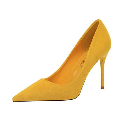 China Lightweight 9CM Heel Women Pumps Suede Stunning High Heels Fetish Fashion Woman Pointed Toe Spike Heels Blue Black Shoes for sale