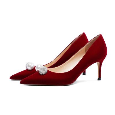 China Korean Size 11 Lightweight Hot Selling Women's Pumps Red 2021 Open Heel Shoe Red Pumps For Women for sale