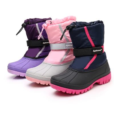 China Big Round Waterproof Winter Children Shoes For Girls Shoes Children Kids Plush Fur Warm Snow Boots for sale