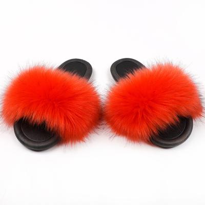 China 2021 Fashion Trend Women's Sandals Real Fur Slippers Designer Furry Slippers Custom Fur Slides Women Slippers for sale