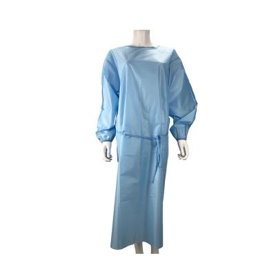 China Visitor PU 210T Isolation Gown AAMI LEVEL 1 Washable Protective Coating Waterproof Reusable Medical Gown 100% Poly for sale