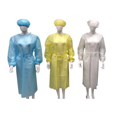 China Nonwoven Ultrasonic Isolation Gown PPE Polypropylene Visitors LEVEL 2 AAMI Yellow Disposable Medical Gown for sale