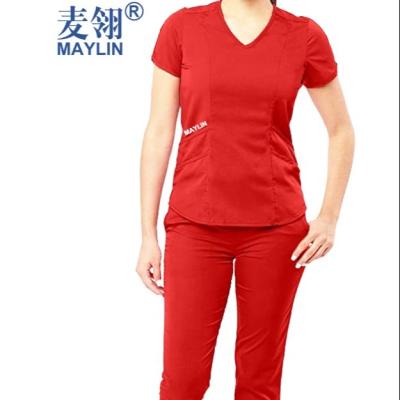 China 74% Polyester Worked V-Neck Top And Yoga Jogger Scrub Pants Medical Care Scrubs Uniforms Sets for sale