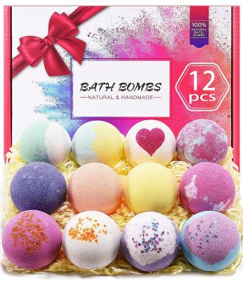 China 12Pcs Eco-Friendly Bath Bomb For Women Kids Handmade Bath Bomb Gift Set Rich In Essential Oils Shea Butter Sea Salt, Fizziest SPA Bubble for sale