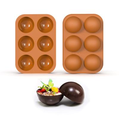 China Viable Chocolate Mold 6 Cavity Round Silicone Half Ball Chocolate Pudding Candy Mousse Chocolate Semi Sphere Molds for sale