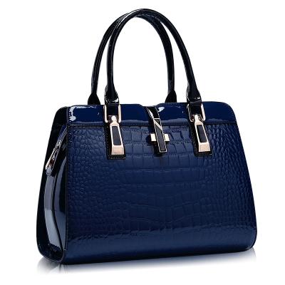 China High Quality Kingdo Patent Leather Crocodile Leather Handbags For Women Ladies 2019 Unique Shoulder Bags Vintage PU Purse Korea Handbag for sale