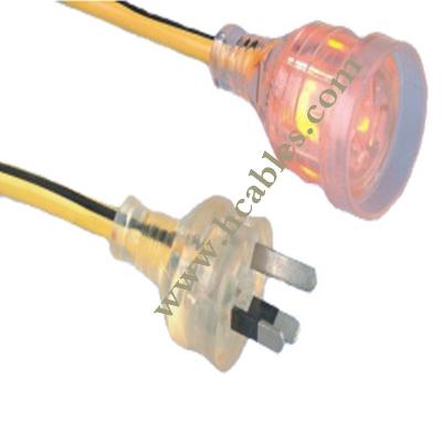 China Industrial Equipment Australia SAA 3 Pin Plug with Indicator Light Extension Cable for sale