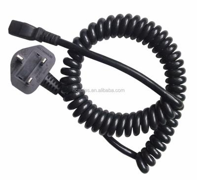 China Home Appliance / Industry Fused Plug To IEC C13 British England Connector UK Coiled Cable Spiral Cord for sale