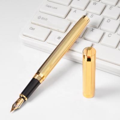 China Rollerball Pen Gel Pen GEL INK 2020 Factory Price Custom Fountain Pen Business Gift Metal Logo Embossed Golden Pen Luxury Pen for sale