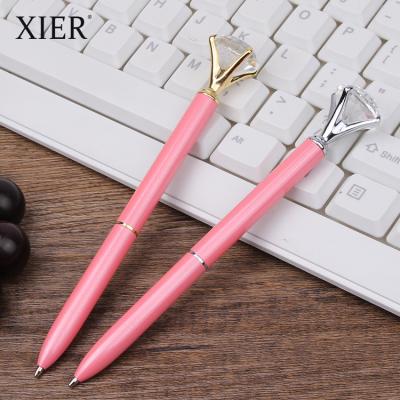 China New 2021 Luxury Silver Twist Rose Gold Diamond Ball Pen High Quality Metal Pen Best Gift Writing Pen For Wedding Guests for sale