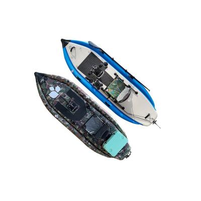 China Wholesale PVC+Drop Stitch Stocked Ready To Board Drop Stitch Foot Pedal Trainer Inflatable Fishing Kayak For Sale for sale