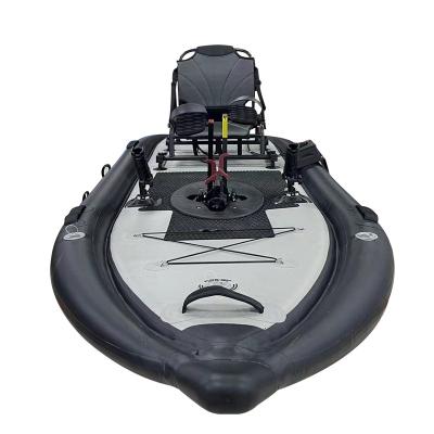 China Drop Stitch Hot Selling Inflatable Pedal Kayak Pedal Fishing Drive System 12ft Foot-Pedal-Kayak for sale