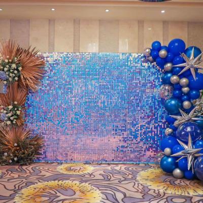 China Wedding Party Event Decoration Wedding Decoration PVC Backdrop Glitter Shimmer Wall Panel for sale