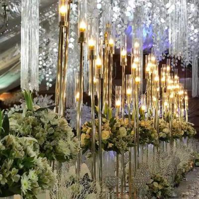 China Party Decoration Gold Metal Candelabras Wedding Decoration Centerpieces for sale