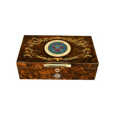 China High Quality Handmade Luxury Cigar Cases Mahogany Cigar Cases Italy Design Humidor Wood Maintain Humidity Classic Brown L for sale