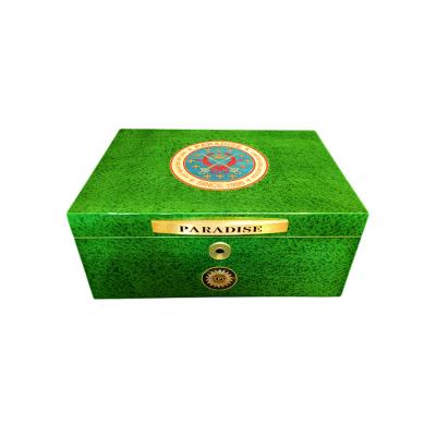 China Luxury High Quality Handmade Cedar Wood Maintain Humidity Classic Green S Spanish Humidor Italy Design Cigar Cases for sale