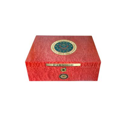 China Humidor Italy Design Cigar Cases Mahogany High Quality Handmade Luxury Cedar Wood Hold Humidity Red Classic S for sale