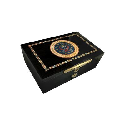 China Italy Design Cigar Boxes Luxury Handmade Wooden Boxes Tobacco Boxes Humidor Gold S Black Wooden Cigar Box for sale