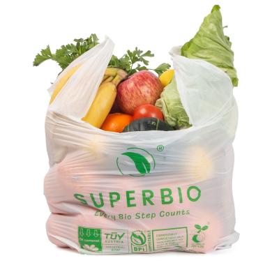 China BIODEGRADABLE PLA 100% Cornstarch Plastic Shopping Bag Eco Friendly Biodegradable Compostable T-shirt Type On Roll for sale