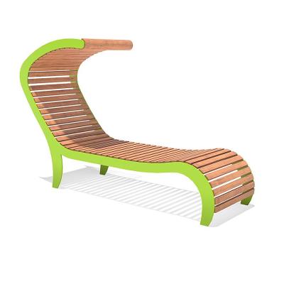 China Leisure Style Wooden Beach Lounge Chair Chaise Lounge Chair Pool Side Outdoor Customized Sun Bed for sale