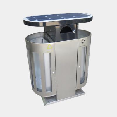 China 2 Compartment Sustainable Smart Recycle Garbage Bin Double Public Street Matching Outdoor Stainless Steel Trash Can for sale