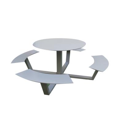 China Modern Hot Steel Tour 4 Seater Picnic Table Bench Modern Outdoor Metal Furniture Sets for sale