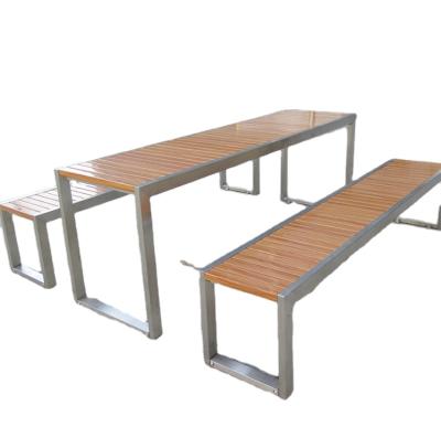 China Luxury Hotel Modern Outdoor Table Bench Set Modern Wood Patio PS/WPC Garden Furniture for sale