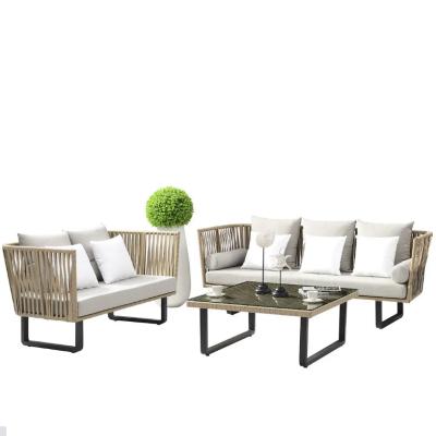 China Modern wholesale aluminum frame rattan patio furniture factory supplier outdoor garden sofa sets with 6 seaters for sale