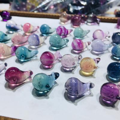 China China 2cm Crystal Mini Whale Rainbow Fluorite Natural Animal Wholesale Crystal Carvings for sale