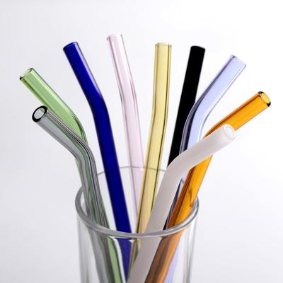 China Amazon Eco Viable Hot Sales Colorful Reusable Clear Smoothie Glass Straws Clear High Borosilicate Straws Glass Drinking Straws for sale