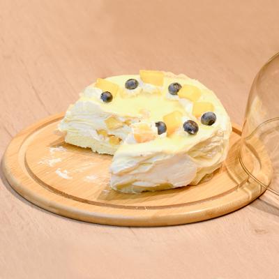 China Amazon Hot-selling Cheese Round Shaped Dust Proof Cake Glass Cover Creative Transparent Bamboo Tray for sale